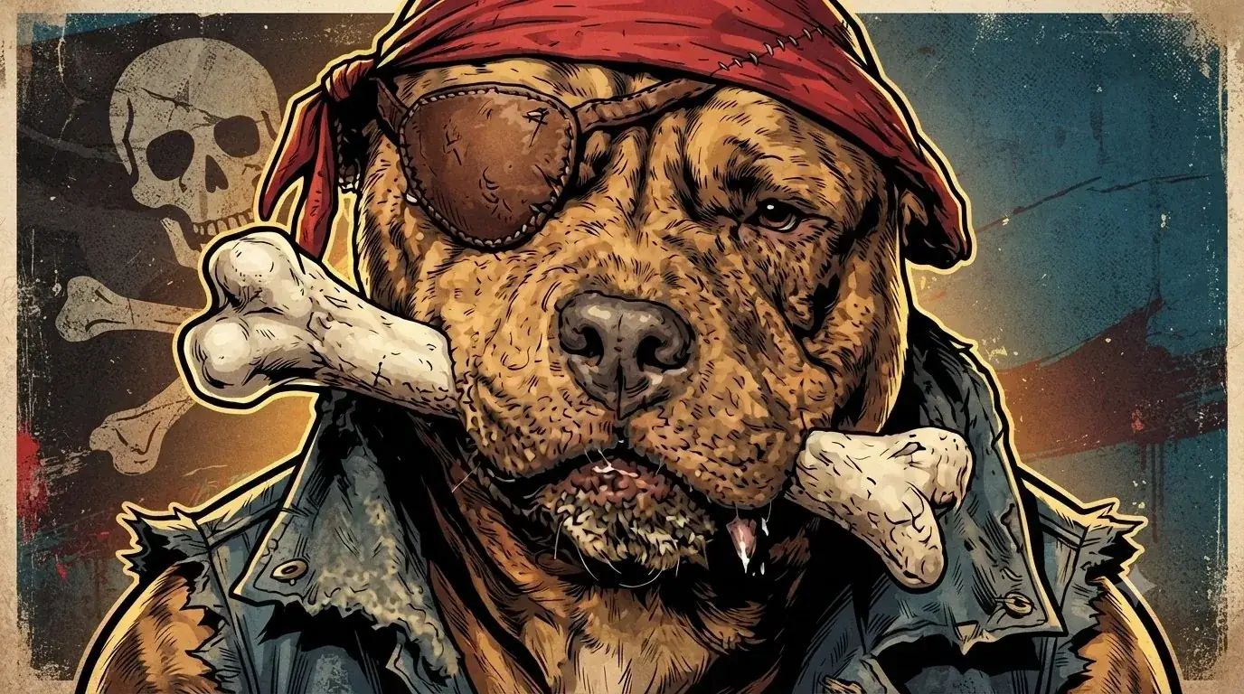 La mascotte de Black Pearl : le chien pirate au bandana rouge, gardien du navire